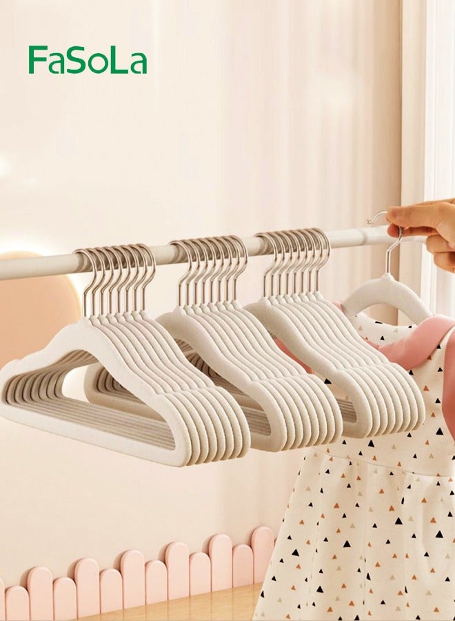 Fasola 30 Piece Set of Children's Non-Slip Velvet Hangers for Shirts, Pants & Dresses w/Swivel Hook - Durable Infant Hangers - Image 1