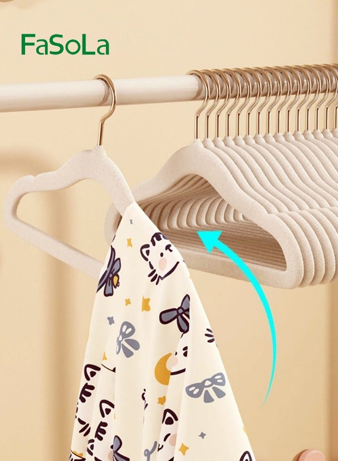 Fasola 30 Piece Set of Children's Non-Slip Velvet Hangers for Shirts, Pants & Dresses w/Swivel Hook - Durable Infant Hangers - Image 2