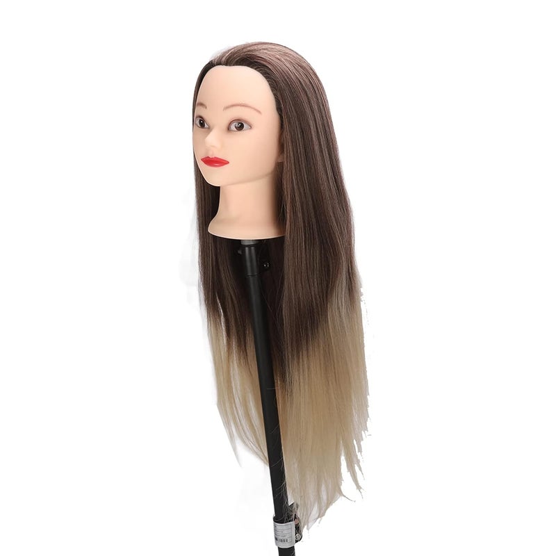 Long Soft Hair Training Head, Mannequin Head for Hairdressing Practice, High Temperature Fiber Hair with Life Like Scalp, Ideal for Ironing Braiding Styling and Wig - Image 2