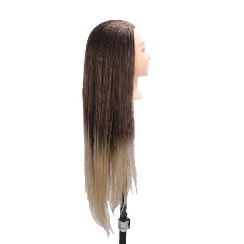 Long Soft Hair Training Head, Mannequin Head for Hairdressing Practice, High Temperature Fiber Hair with Life Like Scalp, Ideal for Ironing Braiding Styling and Wig - Image 5