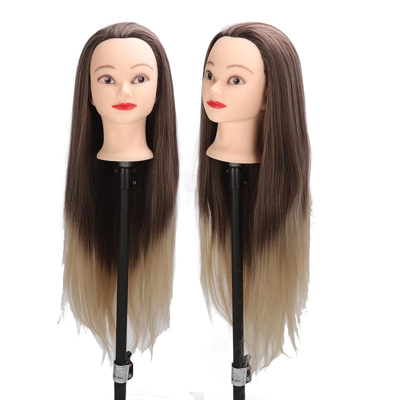 Long Soft Hair Training Head, Mannequin Head for Hairdressing Practice, High Temperature Fiber Hair with Life Like Scalp, Ideal for Ironing Braiding Styling and Wig - Image 1