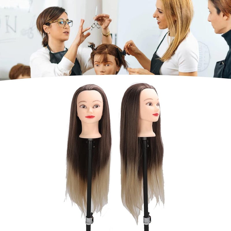 Long Soft Hair Training Head, Mannequin Head for Hairdressing Practice, High Temperature Fiber Hair with Life Like Scalp, Ideal for Ironing Braiding Styling and Wig - Image 3