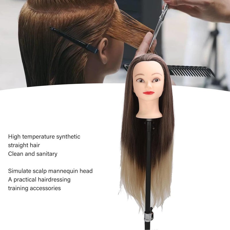 Long Soft Hair Training Head, Mannequin Head for Hairdressing Practice, High Temperature Fiber Hair with Life Like Scalp, Ideal for Ironing Braiding Styling and Wig - Image 4