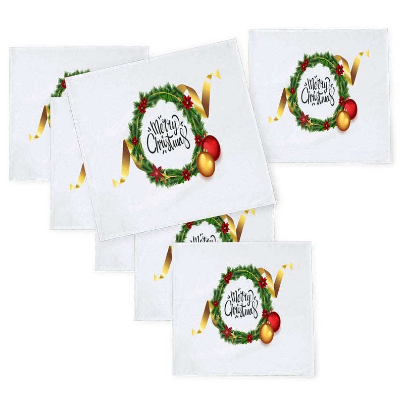 Khakee 6 Pcs Christmas Theme Tafta Silk Table Napkins 10x 10 for Xmas Decoration Christmas OrnamentsChristmas Gift npxmas122P - Image 1