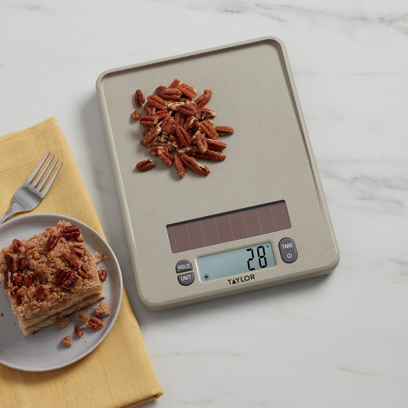 Taylor Light Powered Digital Kitchen Scale, Coffee Husk Blend Material, Solar Panel with Endless Power, No Batteries Needed, Energy-Saving, 11lb Capacity, Beige - Image 5