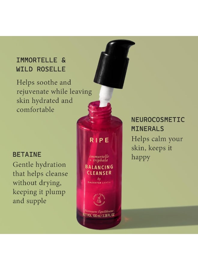 Ripe Immortelle + Triphala Balancing Cleanser | Collagen Supporting Face Wash with Hormonal Skin Saviours | Helps in Skin Hydration & Rejuvenation | Keeps your Skin Calm | 100 ml by Daughter Earth - Image 2