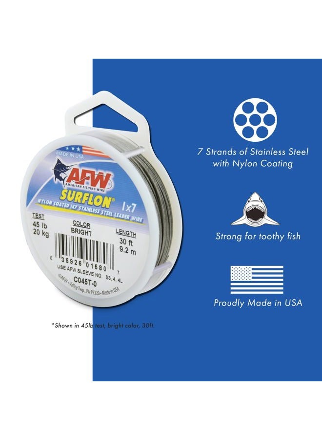 American Fishing Wire سيرفلون، سلك قيادة من الفولاذ المقاوم للصدأ مغطى بالنايلون 1x7، اختبار 30 رطل، قطر 024 بوصة، أسود، 30 قدم - Image 2