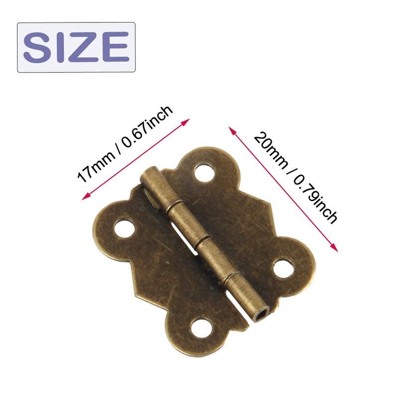 JFFX 12 Pcs Antique Bronze Butterfly Hinges, Retro Vintage Style Hinges with Screws for Cabinet Crafts Wooden Jewelry Box Gift Box (20 x 17mm) - Image 4