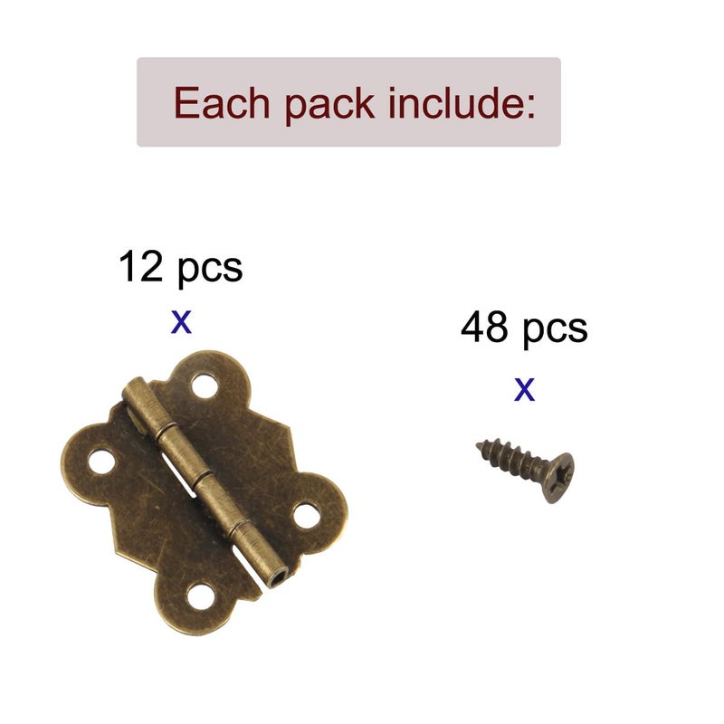 JFFX 12 Pcs Antique Bronze Butterfly Hinges, Retro Vintage Style Hinges with Screws for Cabinet Crafts Wooden Jewelry Box Gift Box (20 x 17mm) - Image 3