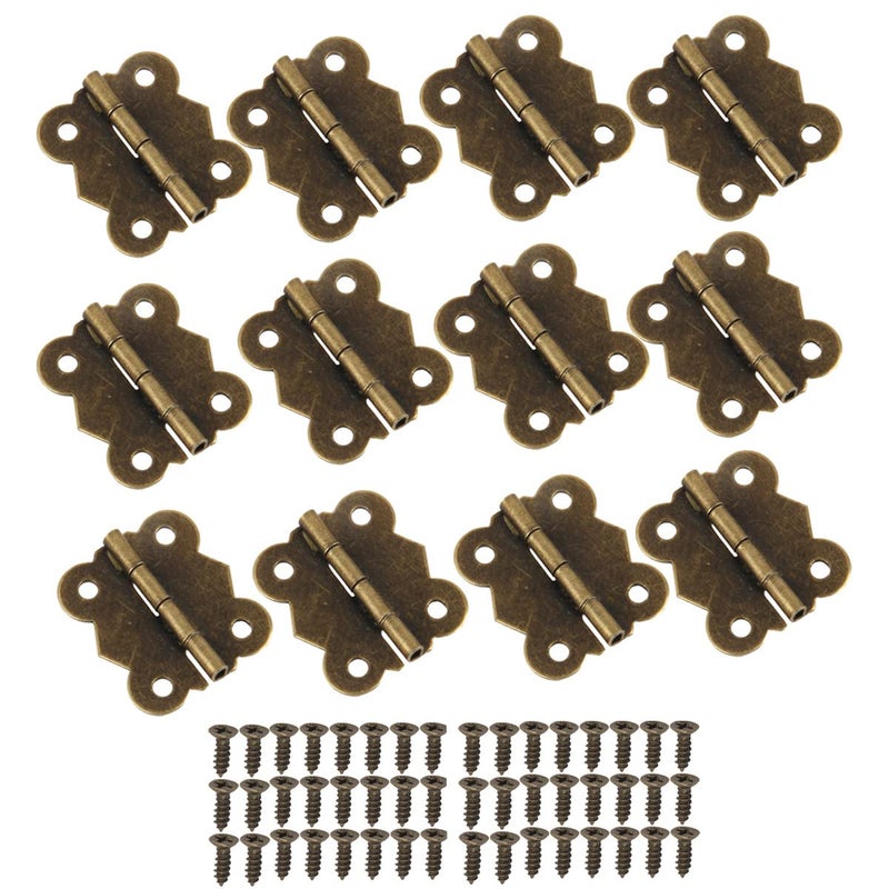 JFFX 12 Pcs Antique Bronze Butterfly Hinges, Retro Vintage Style Hinges with Screws for Cabinet Crafts Wooden Jewelry Box Gift Box (20 x 17mm) - Image 1