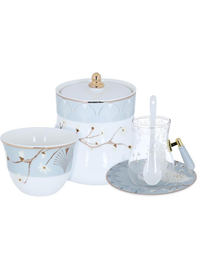 السيف  طقم تقديم الشاي والقهوة من تاوس زجاج + بورسلين 180+65 مل 26 قطعة شفاف - Image 1