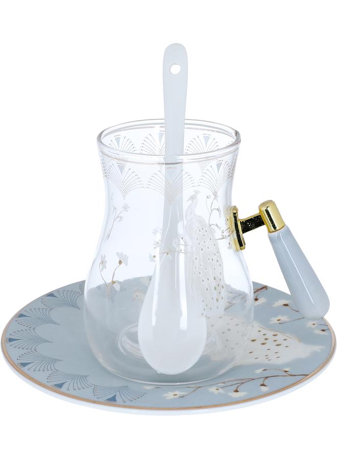 السيف  طقم تقديم الشاي والقهوة من تاوس زجاج + بورسلين 180+65 مل 26 قطعة شفاف - Image 3