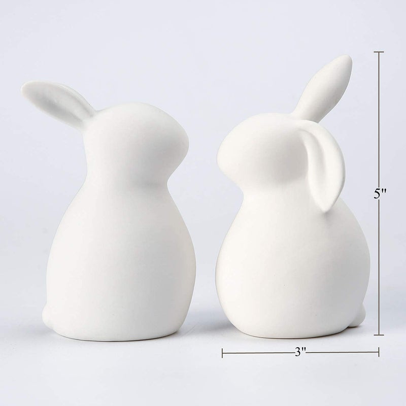 GOODSTART Ceramic White Rabbit, Christmas Decorations Rabbit, Thanksgiving Couple Rabbits, Porcelain Modern Art Home Decoration, Weddings Crafts Gift, a Set of 2, Easter Bunny Rabbits, Easter Decor - Image 5