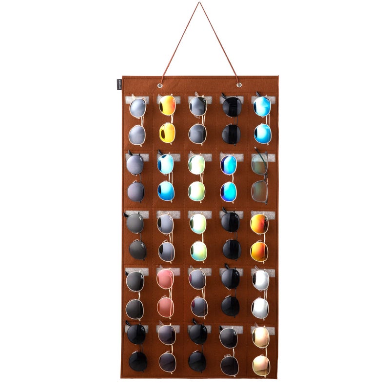 KGMCARE KGMCARE Sunglasses Organizer Storage Hanging Eyeglasses Wall Pocket MountedEyewear Display25 Slots 