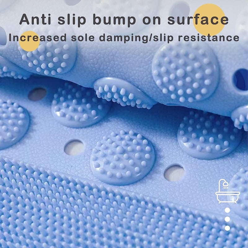 JUGTE Anti Skid Mat for Bathroom Floor Shower mats for Bathroom Anti Slip with Foot Scrubber Bath mat Anti Slip with Suction Cups & Drain Holes (70x35 Cm) (Blue) - Image 4
