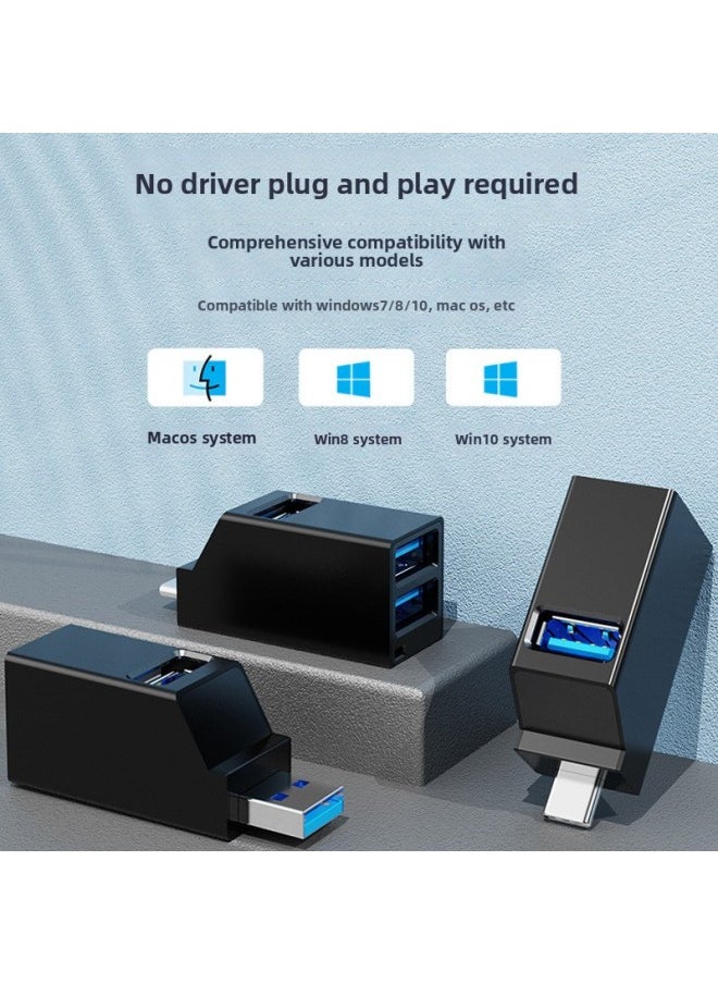 USB Extender Computer Multi-Port Set Splitter Typec Laptop Car Ubs Adapter Usp Wireless-Number Of Interfaces:Black And Gray Typec Port [3 Ports 3.0 High-speed Transmission] Aluminum Shell Model-0.01m  - Image 4