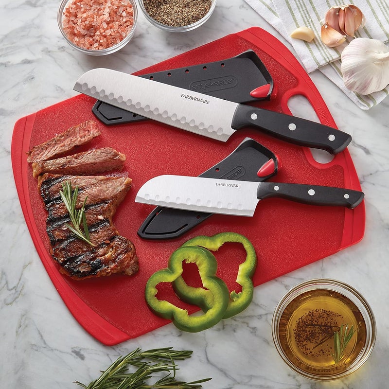 Farberware Edgekeeper Self-Sharpening Triple Riveted Santoku Knife Set, 4-Piece, Black - Image 5