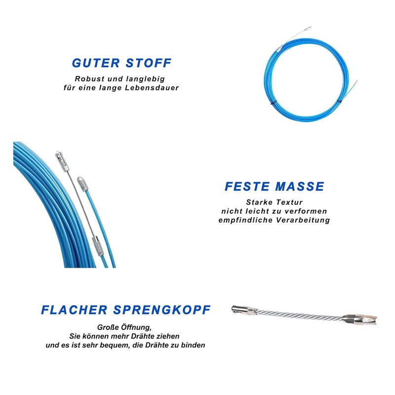 squishy سلك سحب بطول 15 متر لفني الكهرباء، جهاز خيوط سلكية، أداة ربيع الأسلاك مع بناء قوي لتركيب الكابلات بسهولة لفني الكهرباء المحترف - Image 5