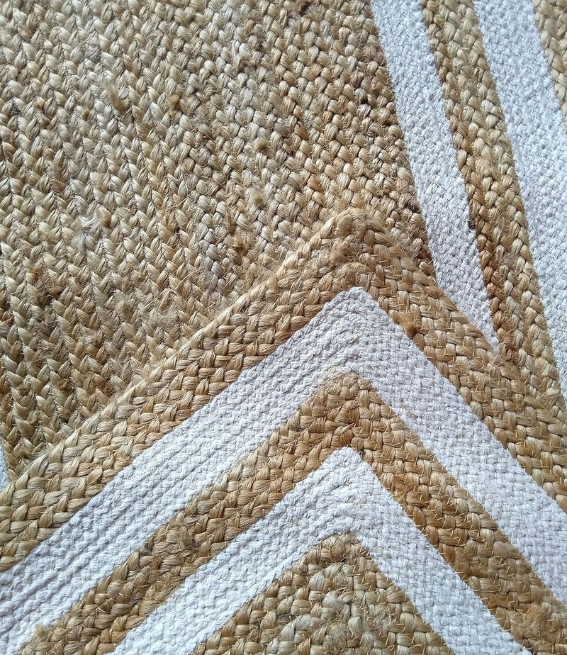 HOMDECLOYAL Jute Braided Natural Rug Hand Woven Reversible For Living Room Kitchen Entryway Rug Jute Burlap Braided Rag Rug Farmhouse Rag Rug Rustic Rug Whitejute 2X5Feet Rectangular - Image 3