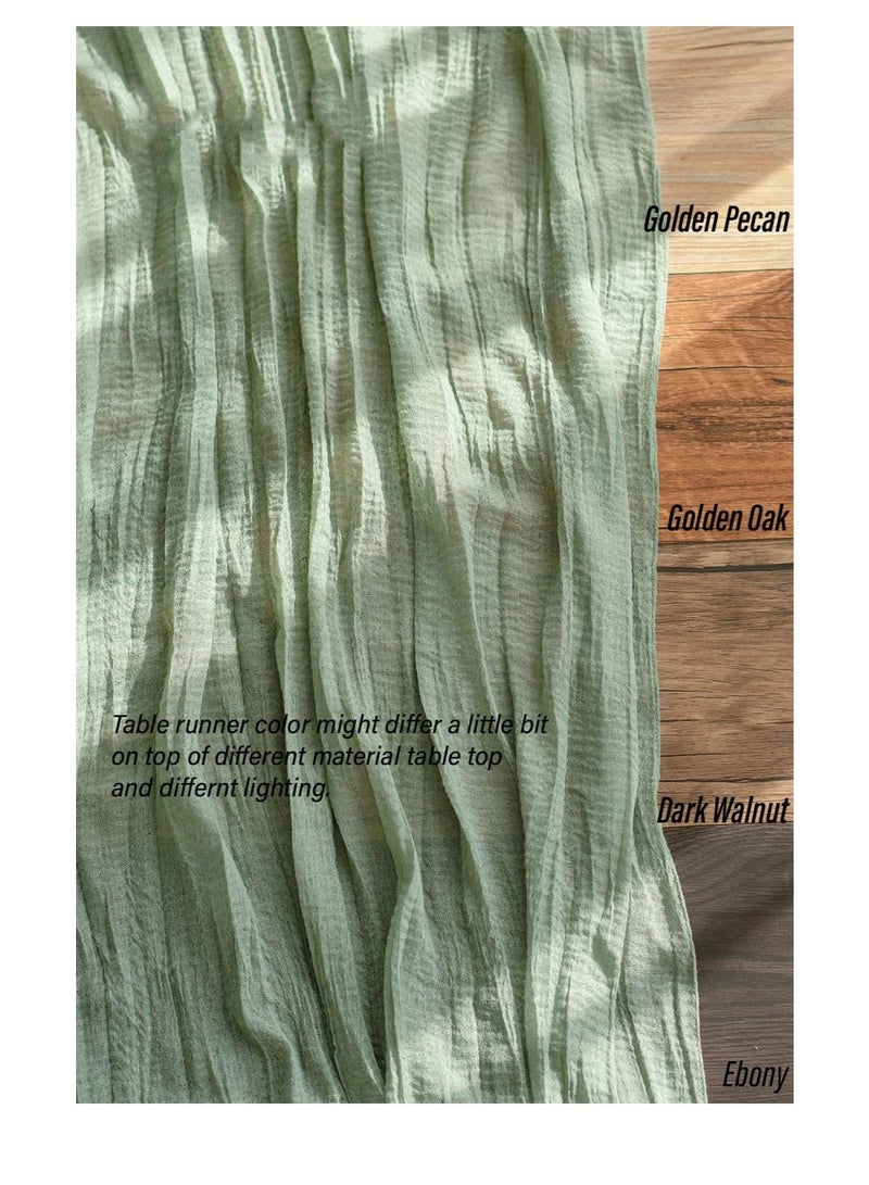 KASTWAVE Wide Green Gauze, Semi-Sheer Table Runner Cheesecloth Tablecloth for Rustic Wedding Deco Table Centerpieces Decor (14" x 35") - Image 5