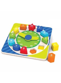 Wooden 3D Shape Sorting Blocks Teaching Clock With Geometry Shapes And Numbers Time Number Puzzle Early Learning Educational Toy Gift For Year Old Kids Clock 1 2 3 Toddler Baby
