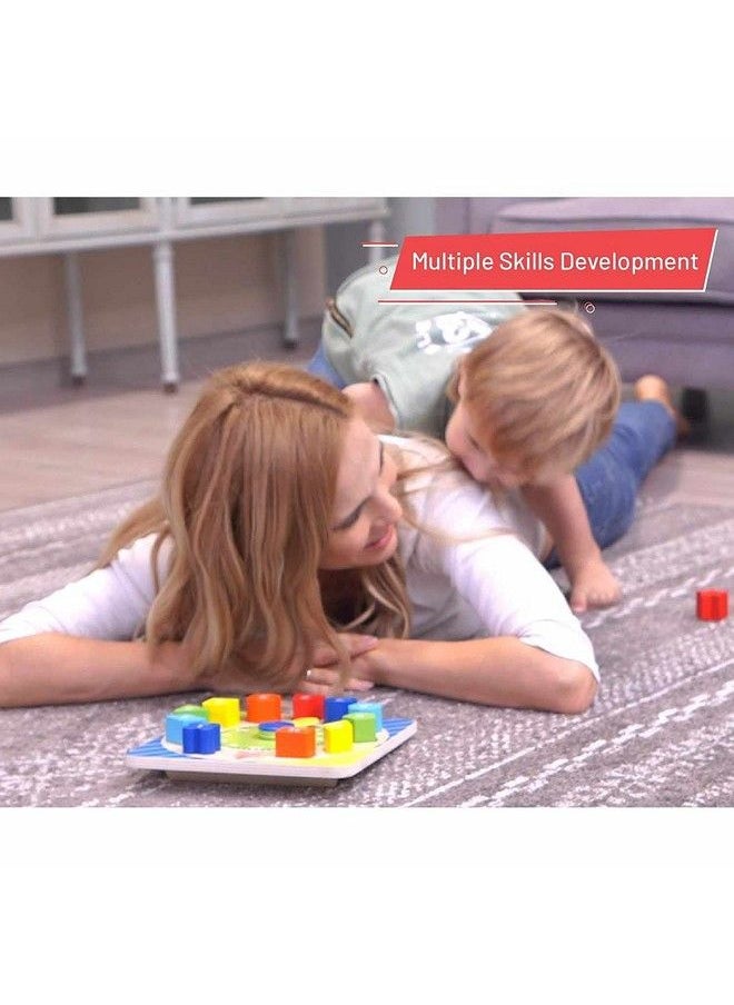 Smoneo - Wooden 3D Shape Sorting Blocks Teaching Clock With Geometry Shapes And Numbers Time Number Puzzle Early Learning Educational Toy Gift For Year Old Kids Clock 1 2 3 Toddler Baby - Image 1
