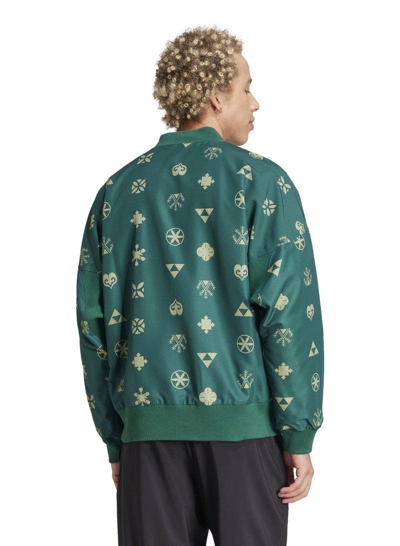Adidas Bloom Sky Print Woven Bomber Jacket - Image 2
