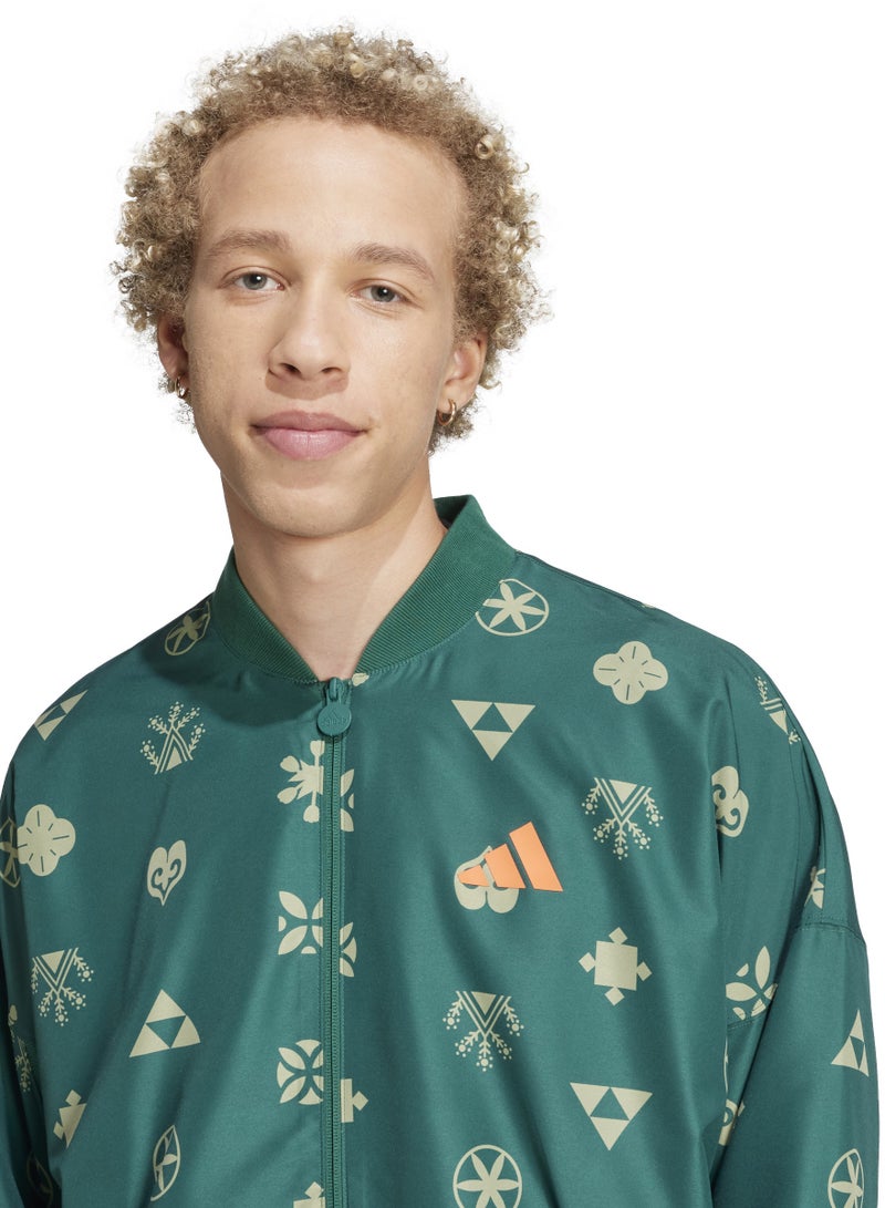 Adidas Bloom Sky Print Woven Bomber Jacket - Image 3