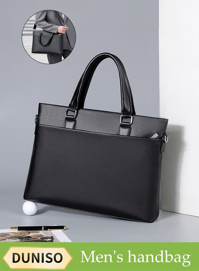 DUNISO Men's Large-Capacity Business Briefcase, Computer Office Messenger Bag, Business Printed Conference Bag, Document Bag, Corporate Training Bag, Portable Can Accommodate 15-Inch Laptop - Image 1