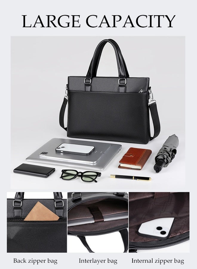 DUNISO Men's Large-Capacity Business Briefcase, Computer Office Messenger Bag, Business Printed Conference Bag, Document Bag, Corporate Training Bag, Portable Can Accommodate 15-Inch Laptop - Image 5