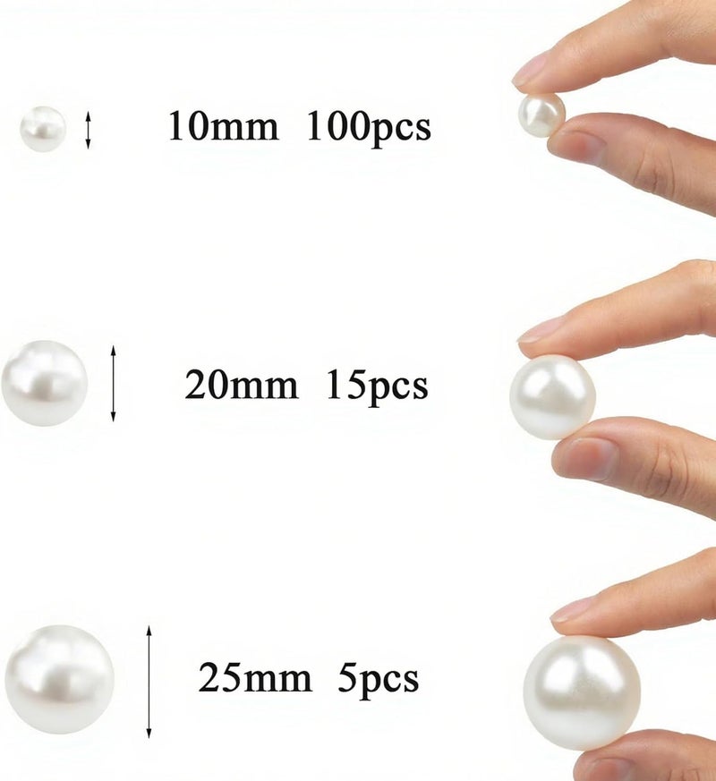 YIXUAN Glossy Polished Pearl Beads, 120pcs 10mm/20mm/25mm Non Drilled Plastic Pearls, Faux Pearl Beads Without Holes for Vase Filler, DIY Craft, Table Scatter, Wedding Decoration, Home Decoration - Image 2