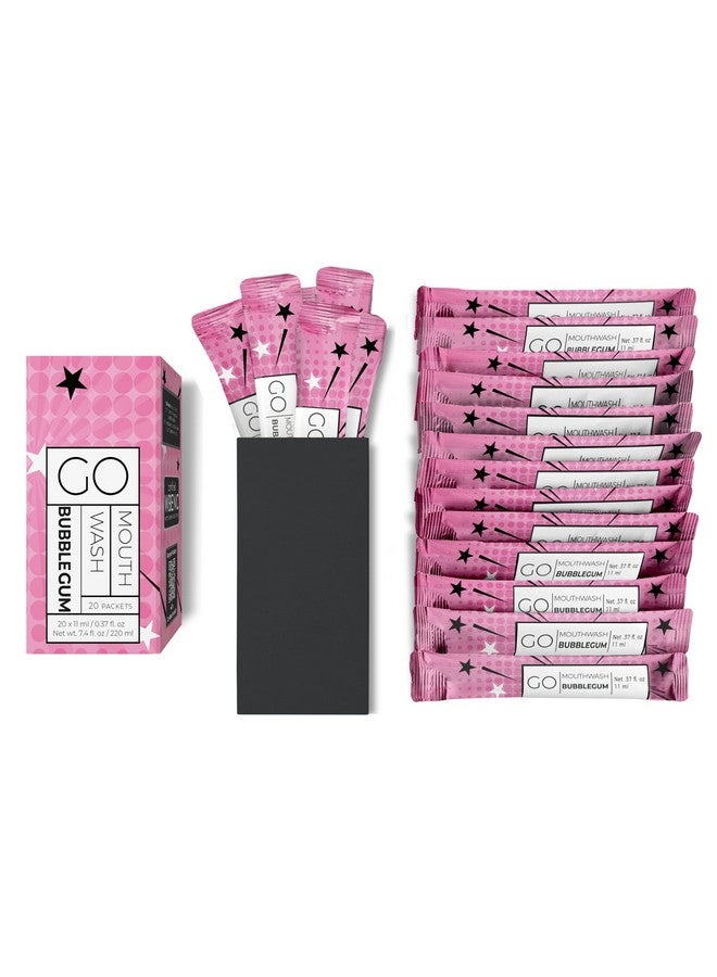 جو ماوث وش عبوات بنكهة العلكة - غسول فم للكبار والصغار بتركيبة خالية من الفلورايد، وخالية من الكحول، وخالية من الصبغة وتحتوي على إكسيليتول - غسول فم مثالي بكميات كبيرة لصناديق الغداء والسفر - Image 1