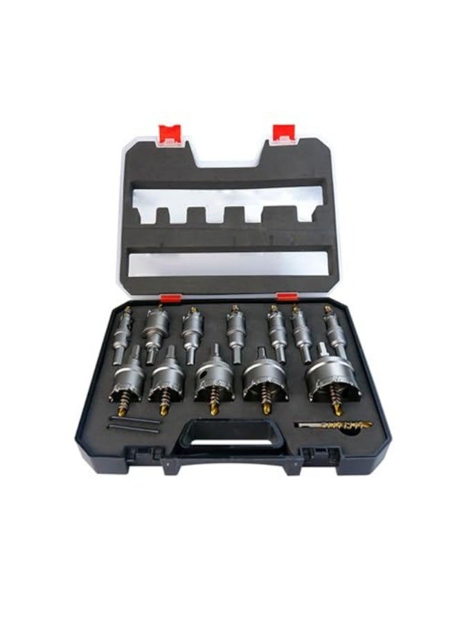 Eacam Carbide Hole Saw Kit 16-50mm Drill Bit Cutter Set for Metal, Stainless Steel, Iron, Copper - Image 1