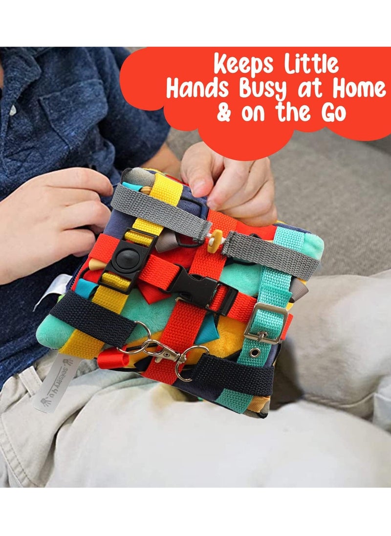 Bukela Buckle Pillow Sensory Fine Motor Development Toy Activity Plushie - OT Therapy Tool Threading Counting Colors Latches Sorting Skills in One  - Image 5