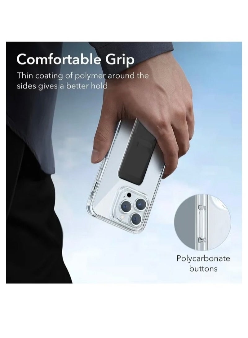 Case Cover For iPhone 15 Pro Max With Magnetic Hand Grip 3 in 1 Clear / Black - Image 2