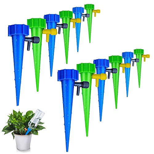 HASTHIP® 12pcs Self Watering Drip Irrigation Kits Self Watering Device for Plants, Automatic Plant Water Dropper, Adjustable Self-Watering Spikes for Indoor Outdoor Potted Plants - Image 1