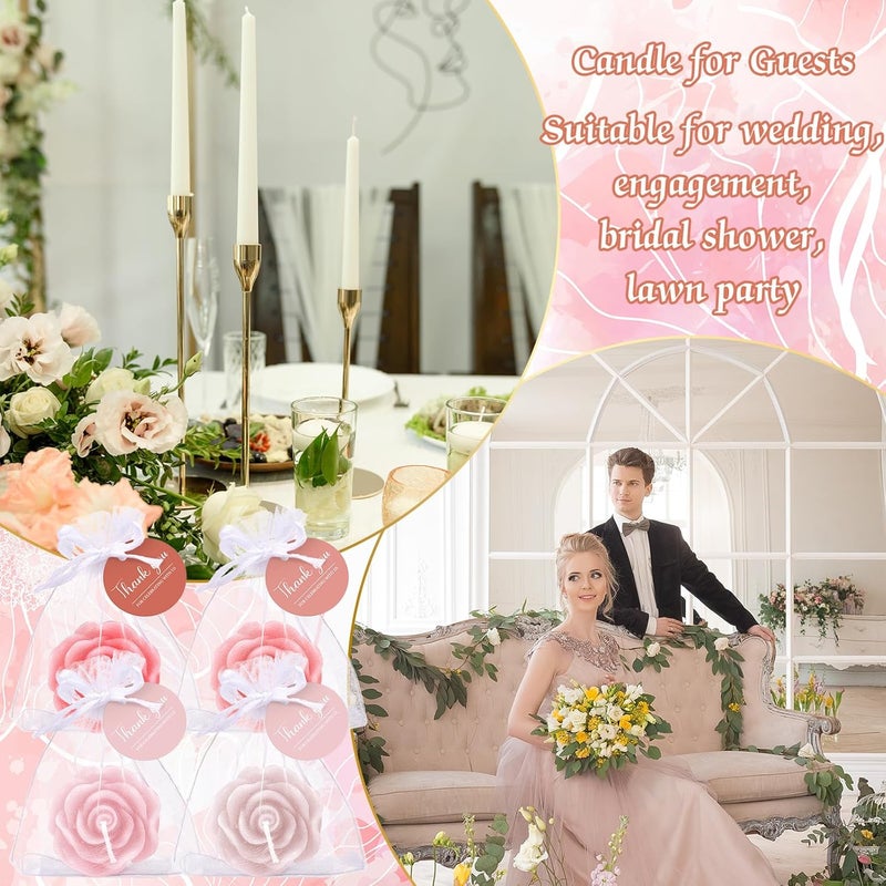 Treela 24 Set Flower Candles Wedding Favor for Guests Mini Pink Champagne Rose Shaped Tealight Candles for Return Gift Wedding Birthday Bridal Shower Housewarming Party - Image 4
