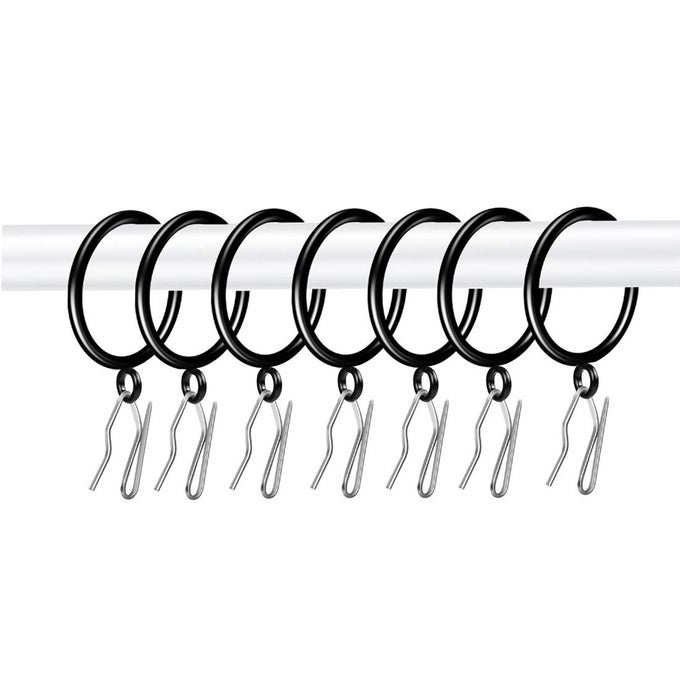 28PCS 15INCH DRAPERY RINGS BLACK CURTAIN RINGS WITH EYELET FOR CURTAIN ROD PINON HOOKS INCLUDED