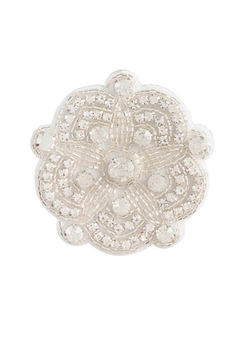 زينة الزفاف الفضية لديفيد توتيرا: شكل أسقلوب دائري مع مطرز بالخرز وأحجار الراين - Image 3