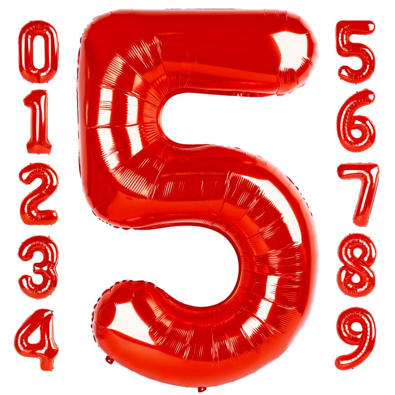 Mluchee Balloon Numbers 40 Inch 5 Ballon for 5th Birthday Decorations, 15 25 35 50 Big Red Number Balloons for Wedding Photo Shoot Party Decor - Image 1