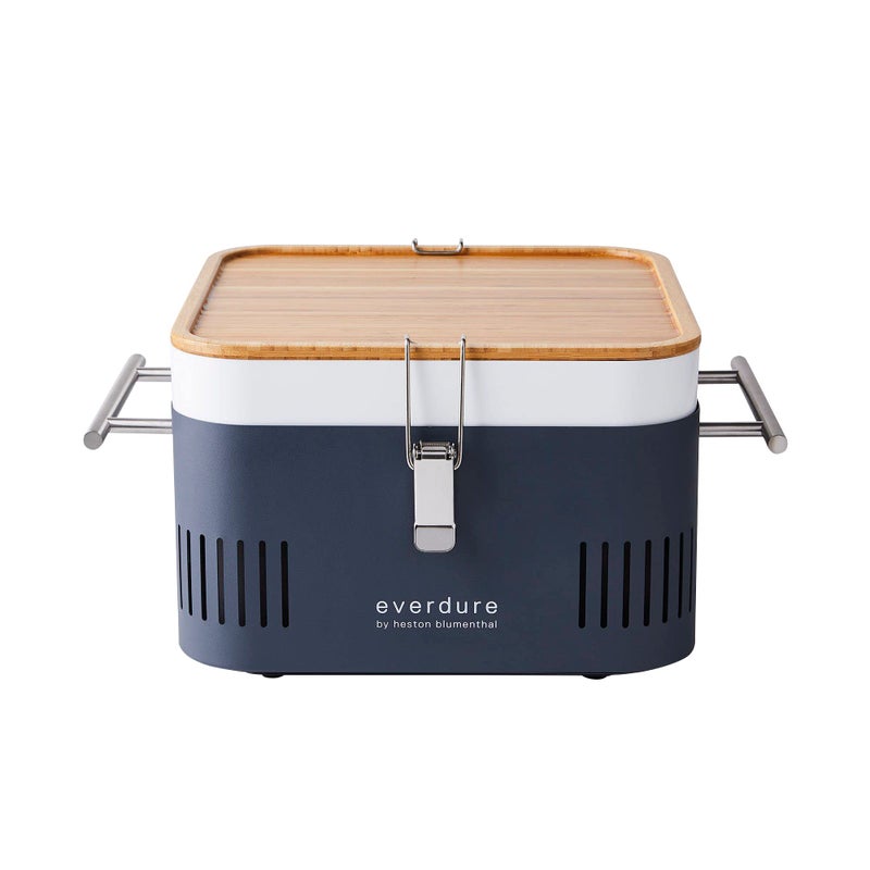Everdure CUBE Portable Charcoal Grill Tabletop BBQ Perfect Tailgate Beach Patio or Camping Grill Lightweight Compact Small Grill with Preparation Board Food Storage Tray Graphite