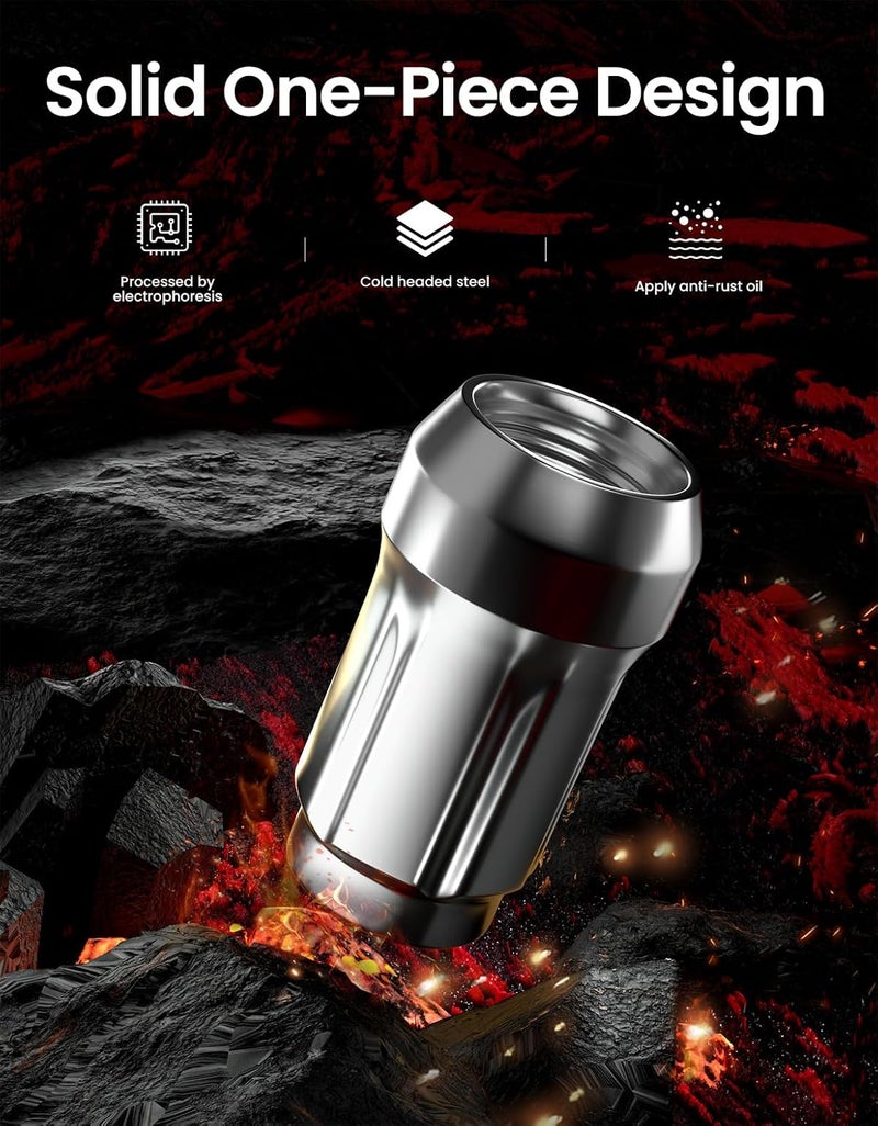 GAsupply 12x1.5 Lug Nuts Spline, Closed End Chrome Acorn Tuner Lug Nuts 1.38" Tall 3/4" Hex Conical Seat 60 Degree for Aftermarket Wheels, Pack of 20+1 Spline Tuner Socket Key - Image 5