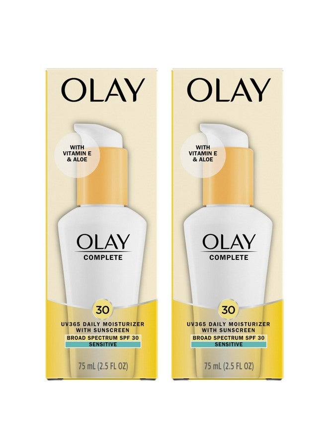 Olay Face Moisturizer Complete Daily Defense All Day Moisturizer With Sunscreen, SPF30 Sensitive Skin, 2.5 Fl Oz (Pack of 2) - Image 1