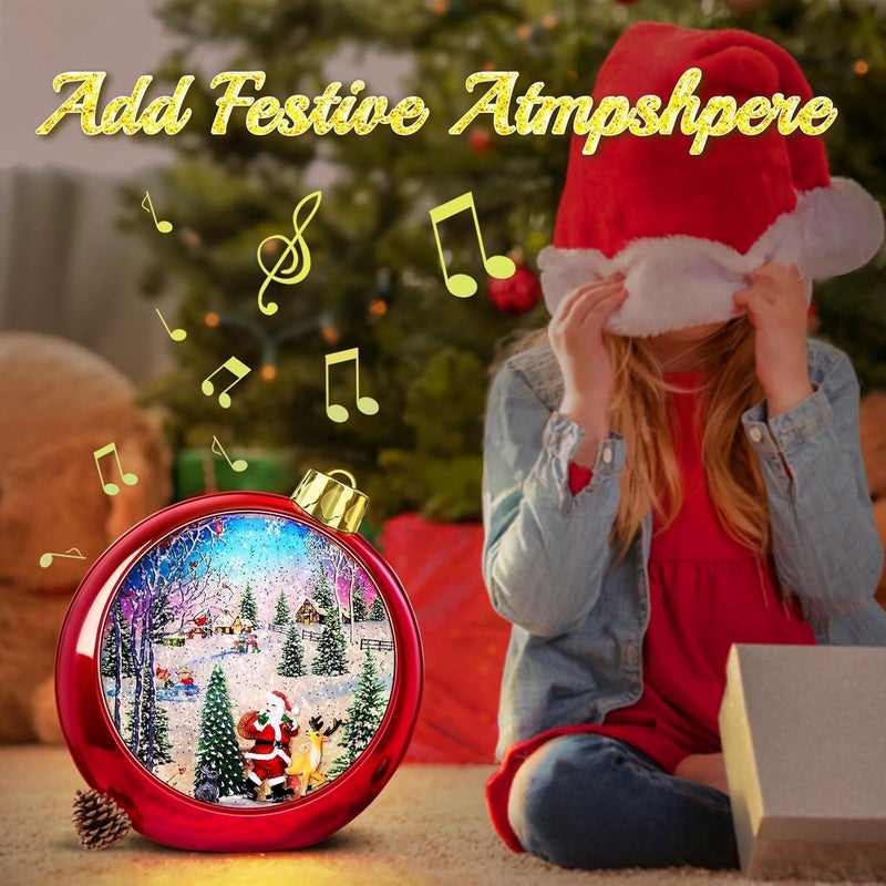 sinofayar Large Christmas Santa Snow Globe Light up Lantern with 8 Songs, 8.7" Red Big Christmas Snow Globes for Kids Adults, 6H Timer & Dual Power, Snowglobes Christmas Decorations Indoor, Gifts for Women Men - Image 3