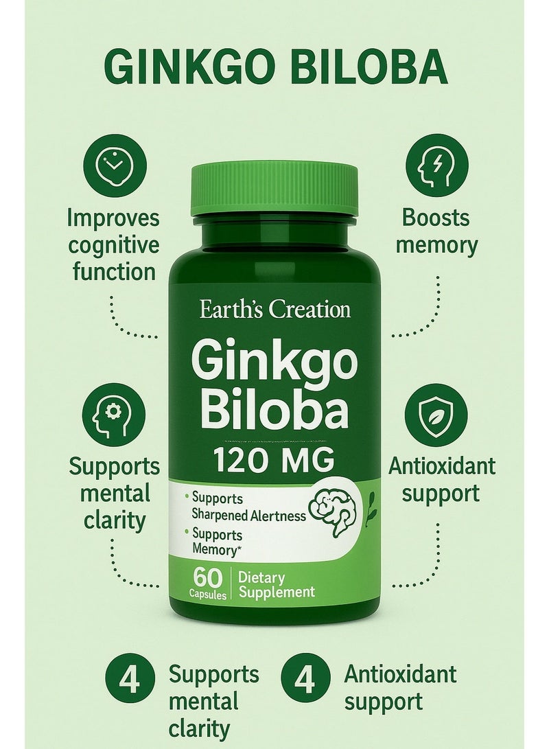 general Ginkgo Biloba 120mg Supports Sharpened Alertness & Memory NON-GMO USA Made - Image 3