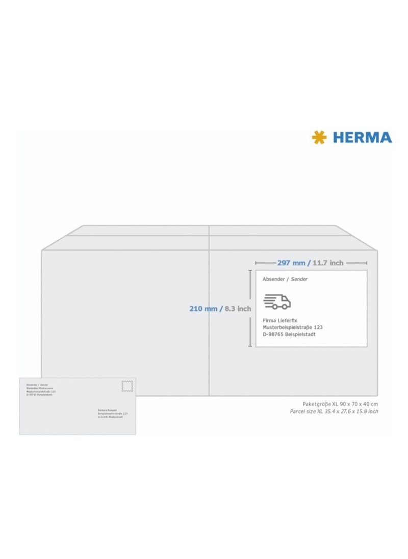 Herma Herma Self-Adhesive Multipurpose Labels, 1 Label Per A4 Sheet, 100 Labels for Laser and Inkjet Printers, Large, 210 x 297mm (4428)  - Image 3