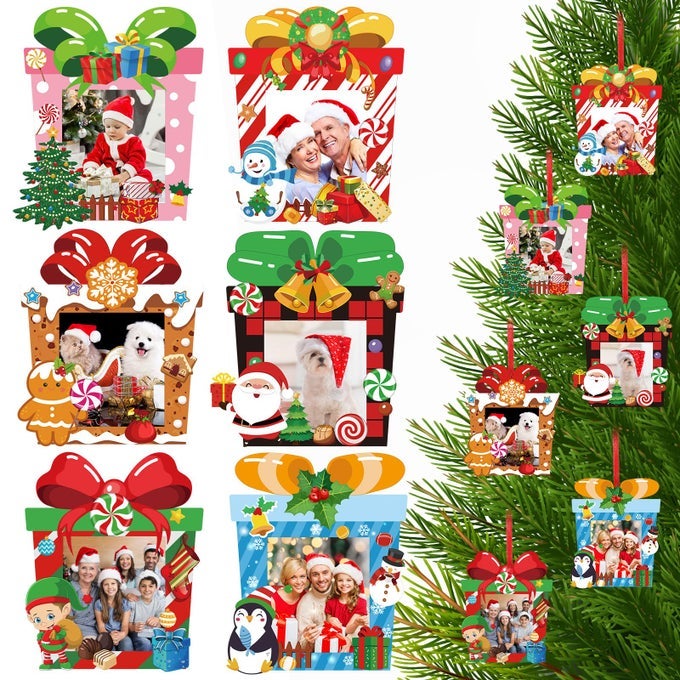 36 Pack Christmas DIY Picture Frames Craft Kit for Kids Xmas Tree Photo Frames Ornaments with Stickers for Xmas Winter Holiday Party Activities Games FavorGift Box