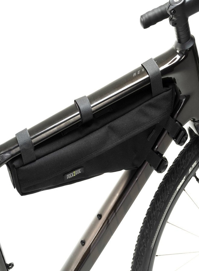 PACK2RIDE Mira Bike Frame Bag - Water Resistant & Durable Fabric Bicycle Bag for Road, Secure Attachment Bikepacking Pouch, Biking Storage & Bike Organizer for Cycling Adventures - Black - Image 4