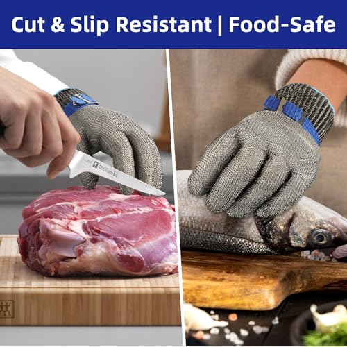 Schwer SlicePro ANSI A9 Cut Resistant Glove PR1706, Stainless Steel Mesh Metal Glove, Food Grade for Kitchen Cooking, Butcher Meat Cutting, Oyster Shucking, Mandoline, Non-PFAS (L, 1 PCS) - Image 4