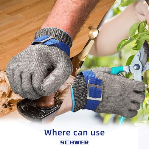 Schwer SlicePro ANSI A9 Cut Resistant Glove PR1706, Stainless Steel Mesh Metal Glove, Food Grade for Kitchen Cooking, Butcher Meat Cutting, Oyster Shucking, Mandoline, Non-PFAS (L, 1 PCS) - Image 5